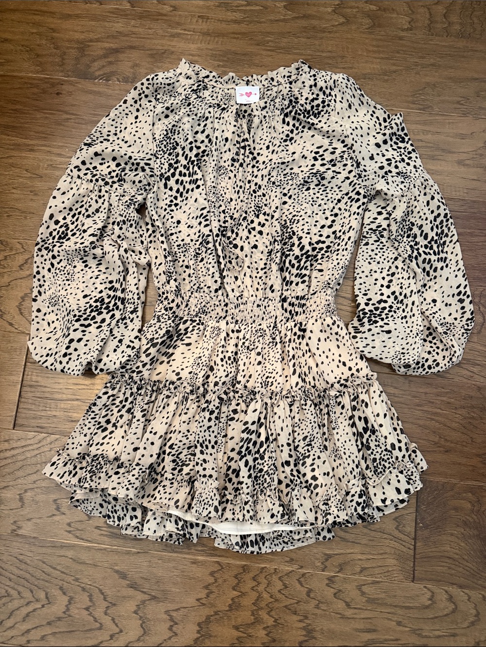 NWOT BuddyLove Zozo Leopard Mini Dress Smocked Waist Ruffle Size S